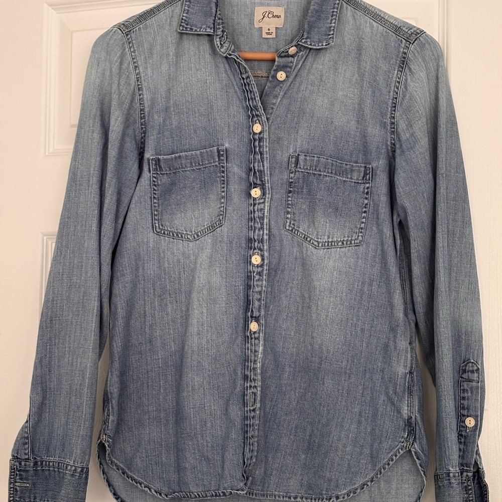 J. Crew Light Blue Denim Button-Up Shirt - Picture 3 of 6